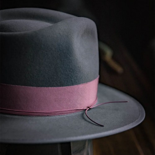 Bespoke Handmade Fedora - Special Hat Band-Grey-Pink