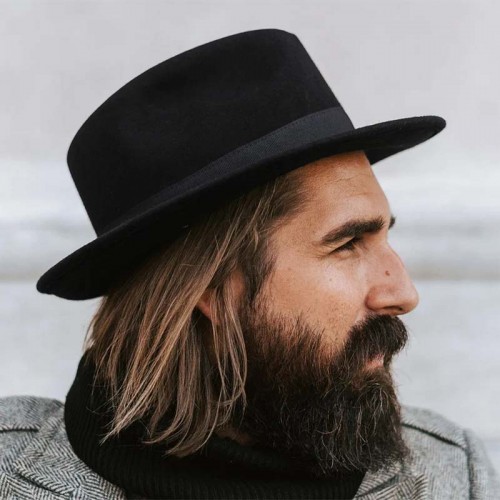 True Black Band Wool Fedora Hat