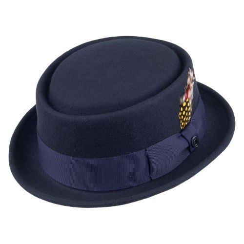 Crushable Wool Pork Pie Hat Navy