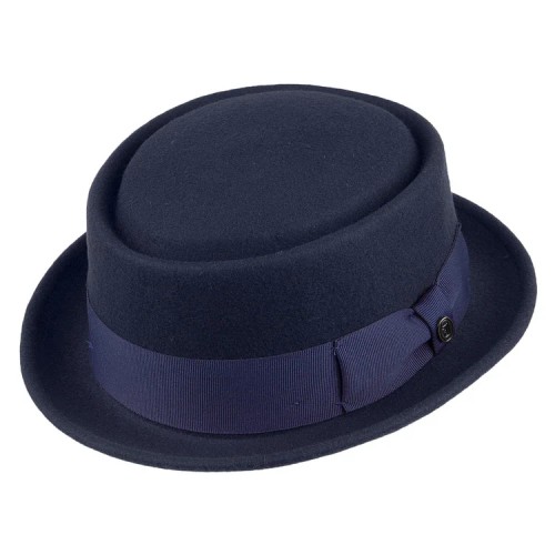 Crushable Wool Pork Pie Hat Navy