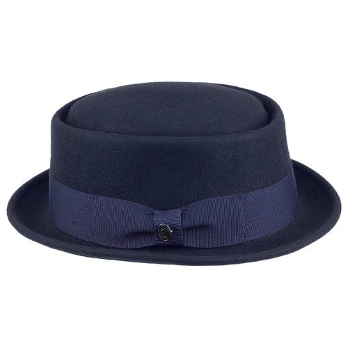 Crushable Wool Pork Pie Hat Navy