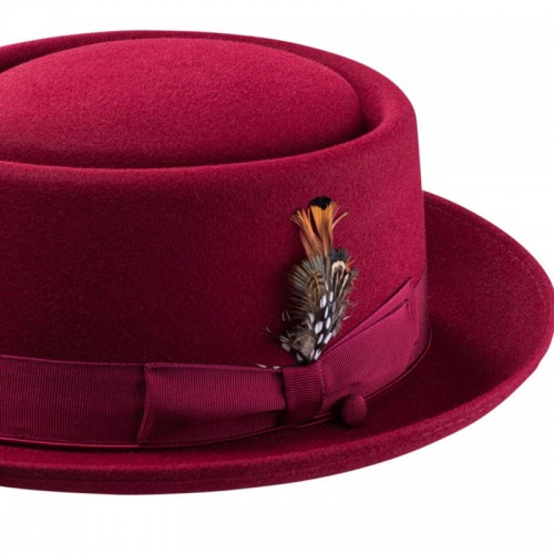 Porkpie Oak Hat-Burgundy