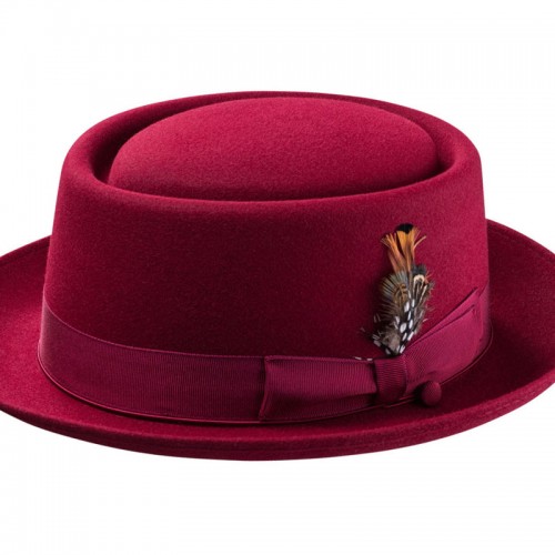 Porkpie Oak Hat-Burgundy