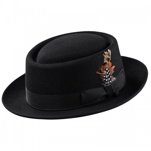 Porkpie Oak Hat-Black