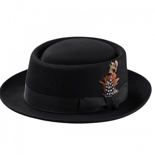 Porkpie Oak Hat-Black