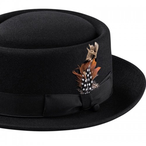 Porkpie Oak Hat-Black