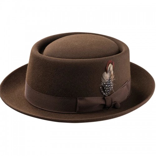 Porkpie Oak Hat-Brown