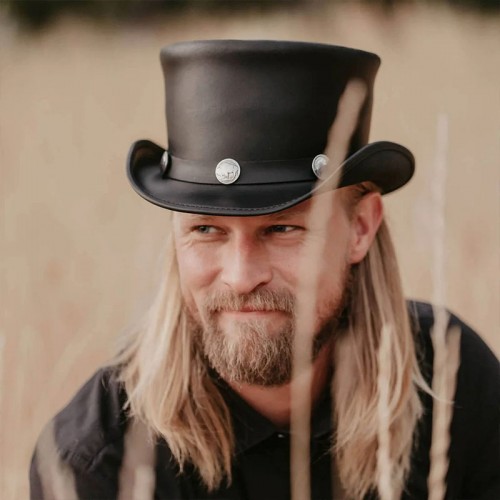 Mens Leather Top Hat