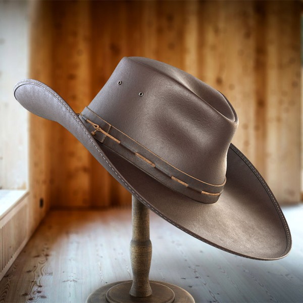 【NEW】Western Leather Cowboy Hat