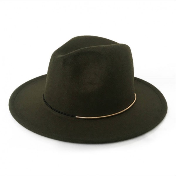 Gilt Gold Buckle Jazz Hat Woolen Felt Hat