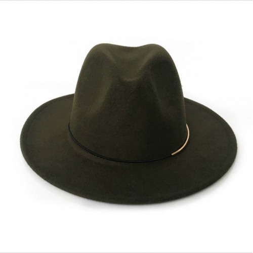 Gilt Gold Buckle Jazz Hat Woolen Felt Hat