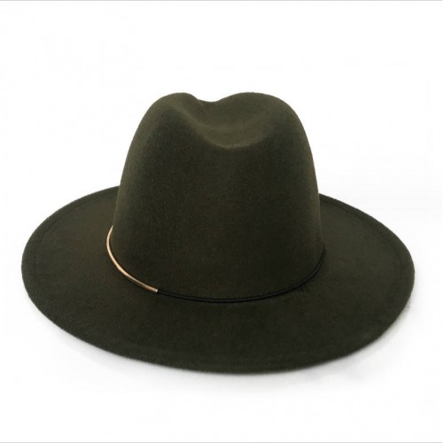 Gilt Gold Buckle Jazz Hat Woolen Felt Hat