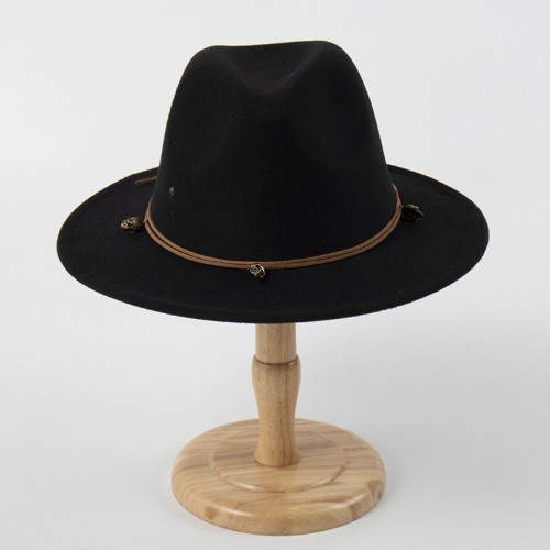 Leather String Skull Embellished Jazz Hat