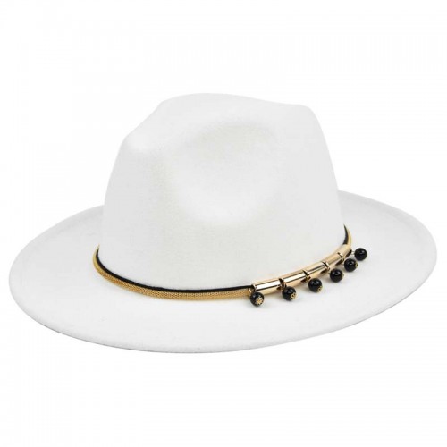 Wide Brim Chain Decorations Fedora Hat