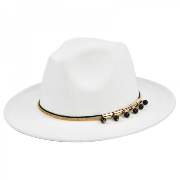 Wide Brim Chain Decorations Fedora Hat