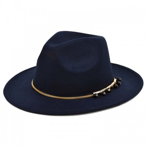 Wide Brim Chain Decorations Fedora Hat